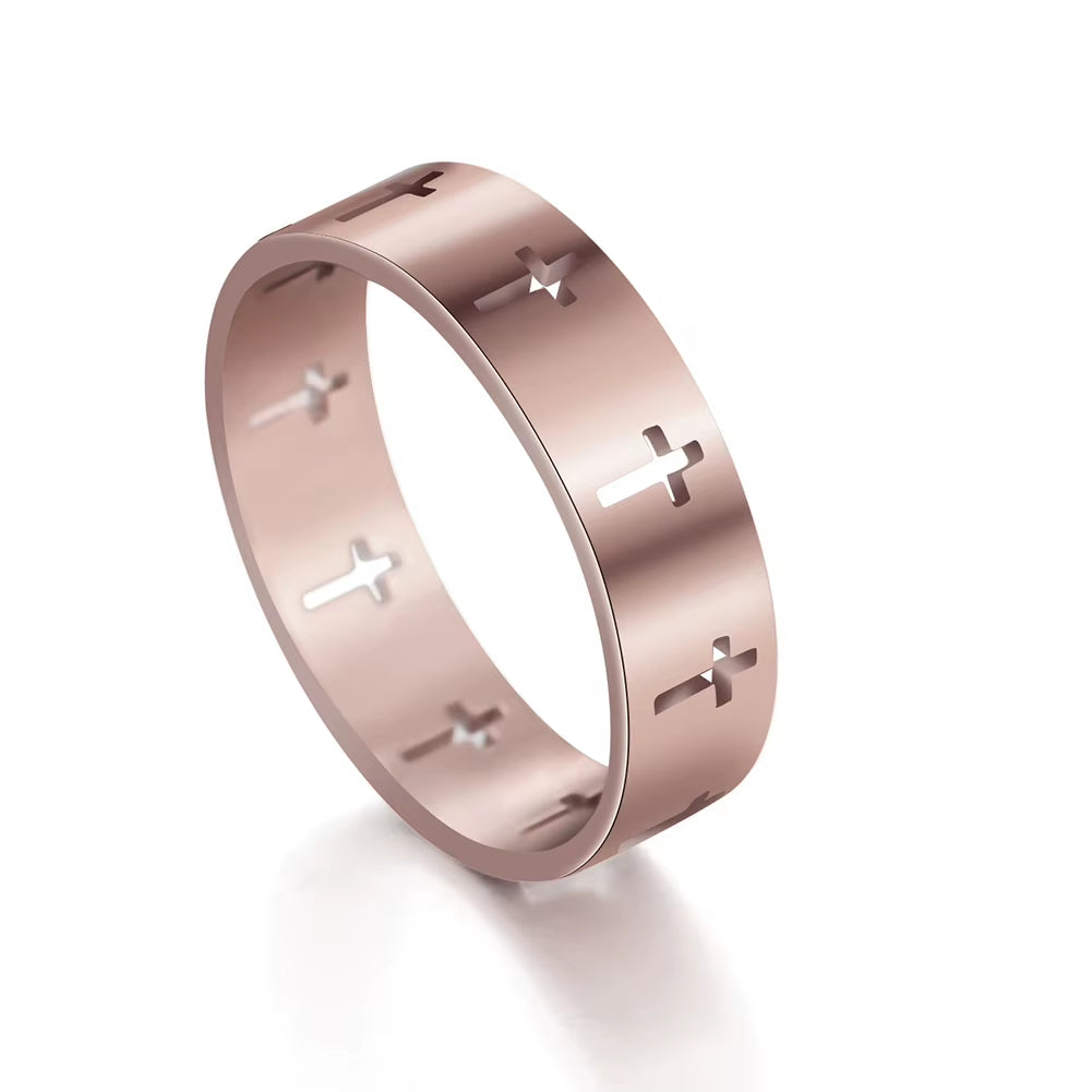 Hollow Cross Men'S Ring Women Supernatural Jesus Stainless Steel Engagement Couple Rings 2025 Jewelry Anniversary Gifts