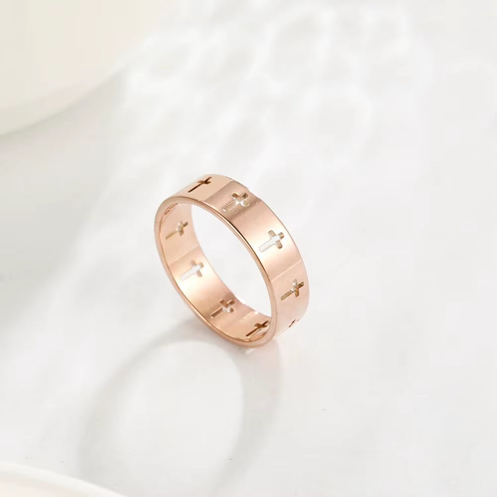 Hollow Cross Men'S Ring Women Supernatural Jesus Stainless Steel Engagement Couple Rings 2025 Jewelry Anniversary Gifts