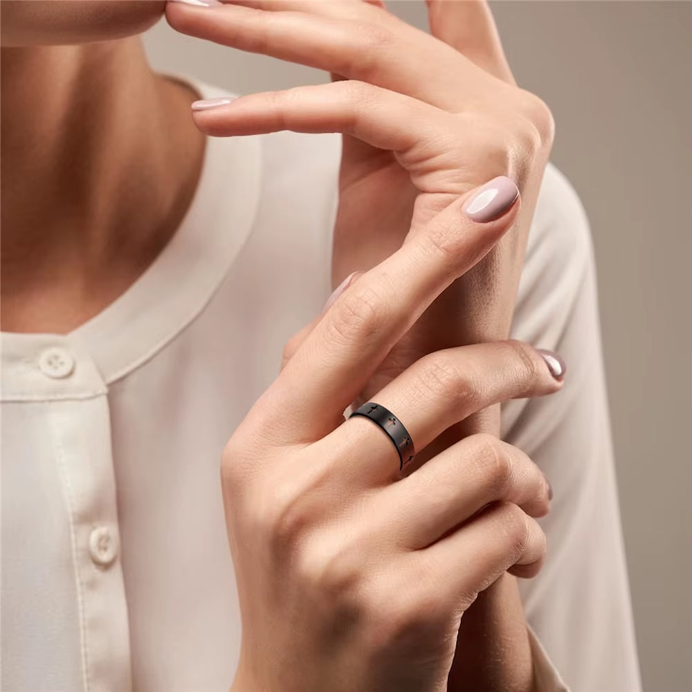 Hollow Cross Men'S Ring Women Supernatural Jesus Stainless Steel Engagement Couple Rings 2025 Jewelry Anniversary Gifts