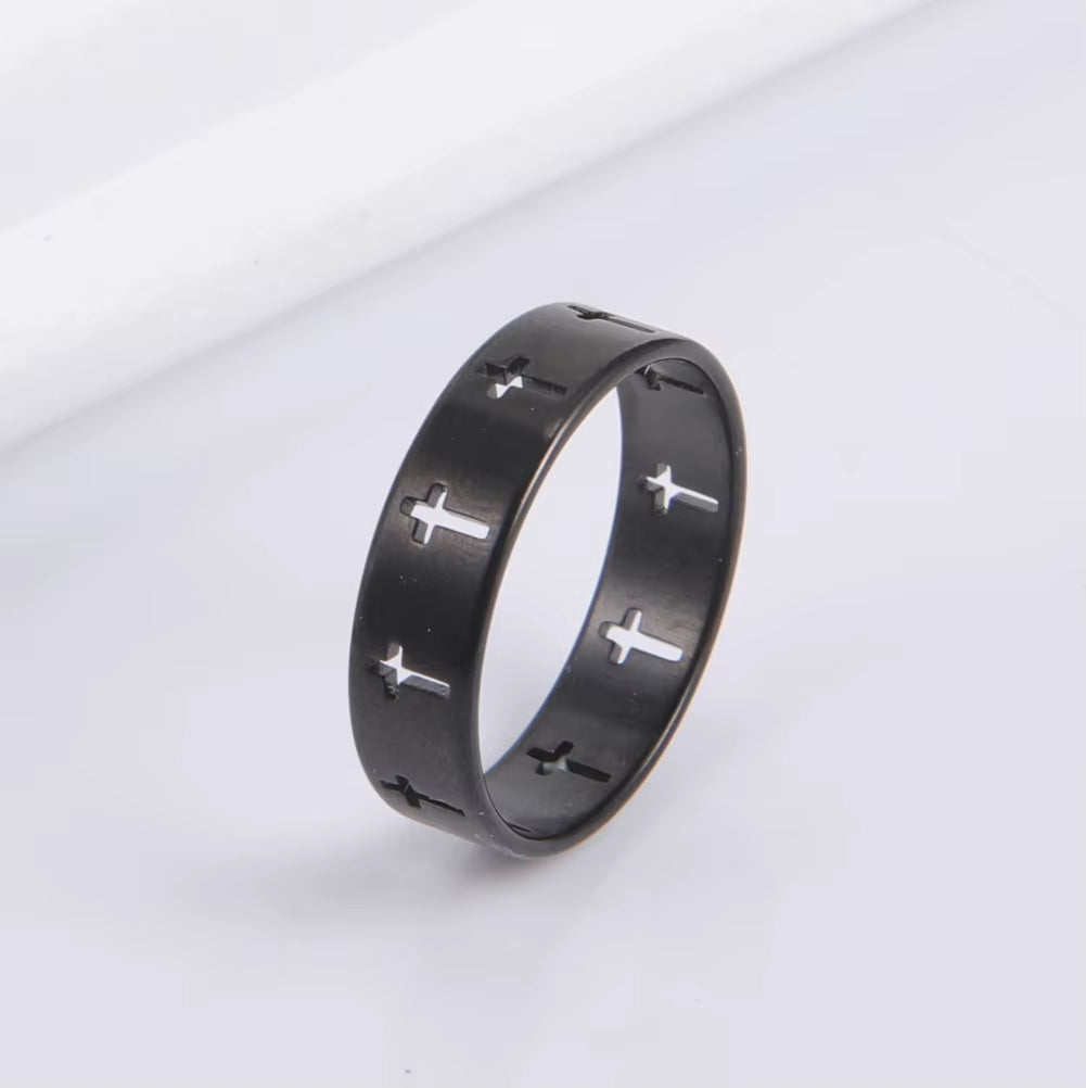 Hollow Cross Men'S Ring Women Supernatural Jesus Stainless Steel Engagement Couple Rings 2025 Jewelry Anniversary Gifts