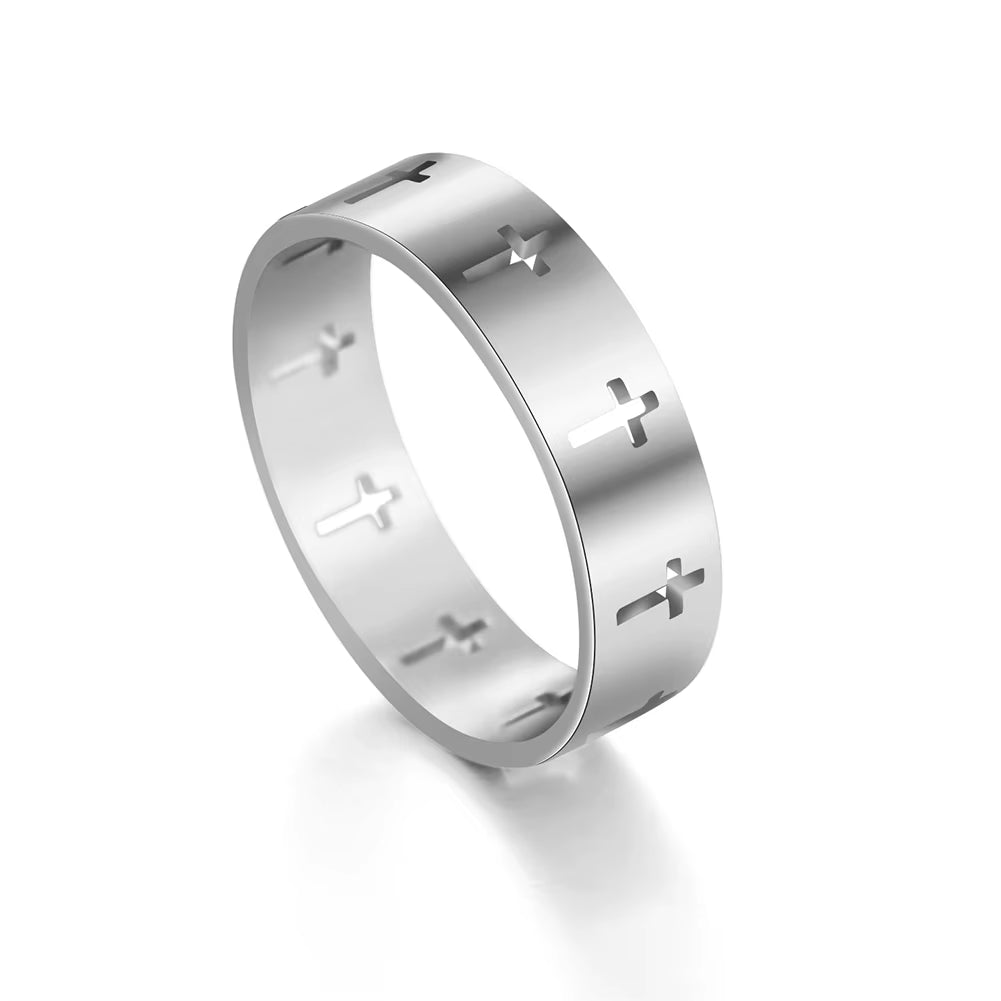 Hollow Cross Men'S Ring Women Supernatural Jesus Stainless Steel Engagement Couple Rings 2025 Jewelry Anniversary Gifts
