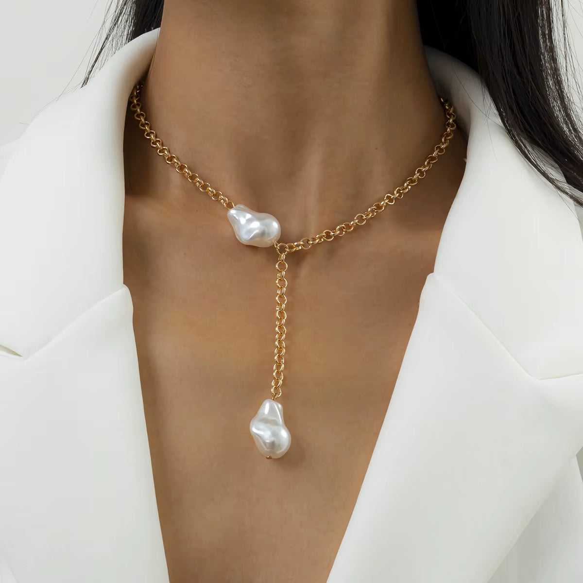 2023 Trend Elegant Jewelry Wedding Big Pearl Necklace for Women Fashion Imitation Pearl Green Rose Color Stone Choker Necklace