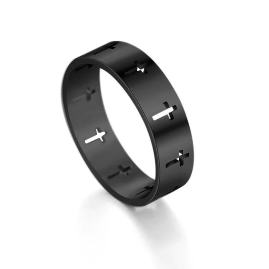 Hollow Cross Men'S Ring Women Supernatural Jesus Stainless Steel Engagement Couple Rings 2025 Jewelry Anniversary Gifts