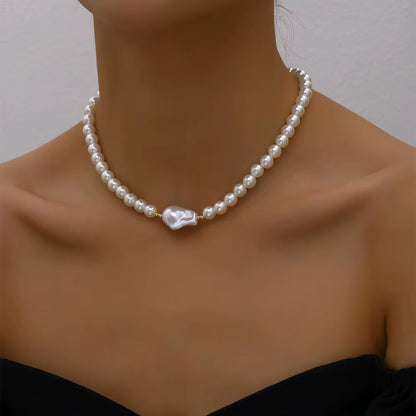 2023 Trend Elegant Jewelry Wedding Big Pearl Necklace for Women Fashion Imitation Pearl Green Rose Color Stone Choker Necklace