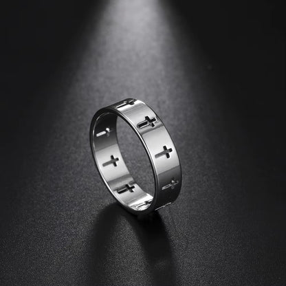 Hollow Cross Men'S Ring Women Supernatural Jesus Stainless Steel Engagement Couple Rings 2025 Jewelry Anniversary Gifts