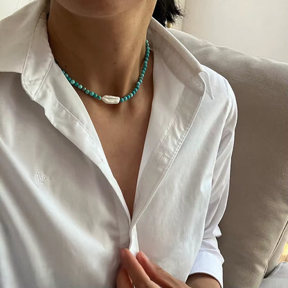 2023 Trend Elegant Jewelry Wedding Big Pearl Necklace for Women Fashion Imitation Pearl Green Rose Color Stone Choker Necklace