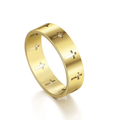 Hollow Cross Men'S Ring Women Supernatural Jesus Stainless Steel Engagement Couple Rings 2025 Jewelry Anniversary Gifts